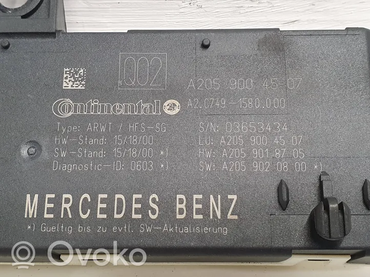 Mercedes-Benz GLC C253 Takaluukun/tavaratilan ohjainlaite/moduuli A2059004507