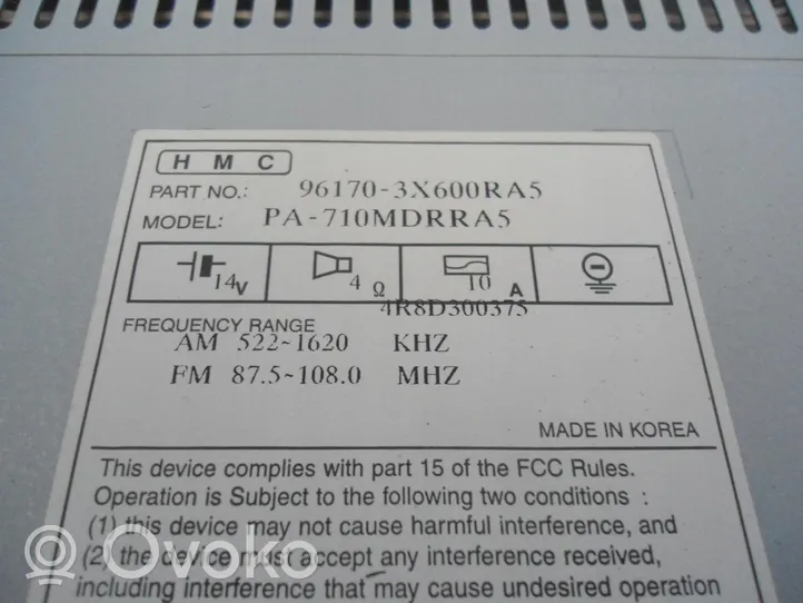 Hyundai Elantra Radio/CD/DVD/GPS-pääyksikkö 96170-3X600RA5