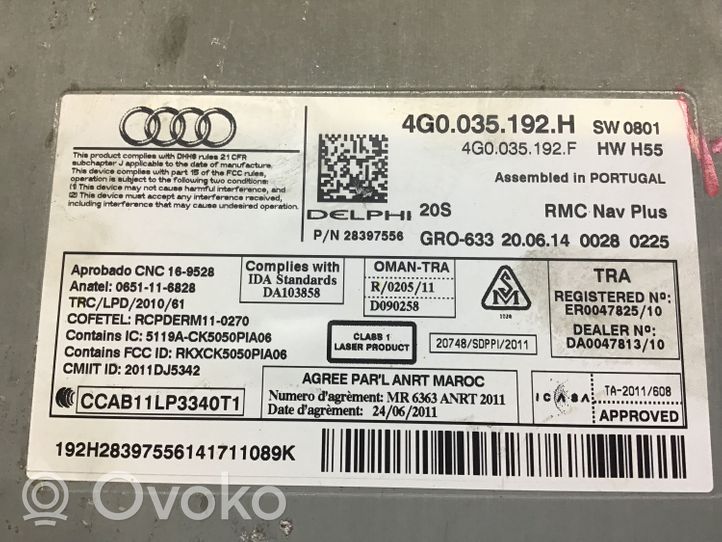 Audi A6 S6 C7 4G Unità principale autoradio/CD/DVD/GPS 4G0035192H