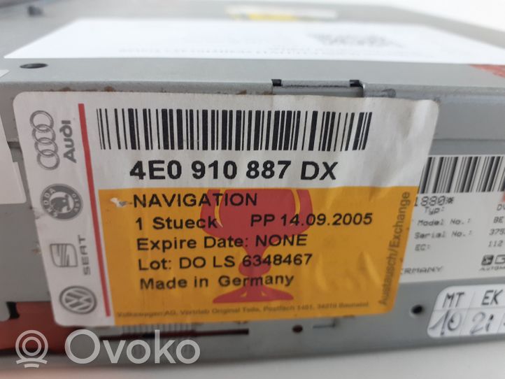 Audi A8 S8 D3 4E Unità di navigazione lettore CD/DVD 4E0910887DX