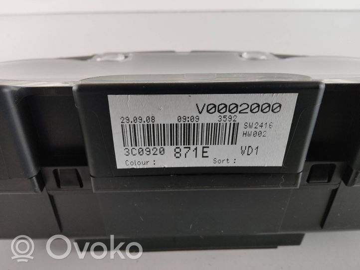 Volkswagen PASSAT B6 Compteur de vitesse tableau de bord 3C0920871E