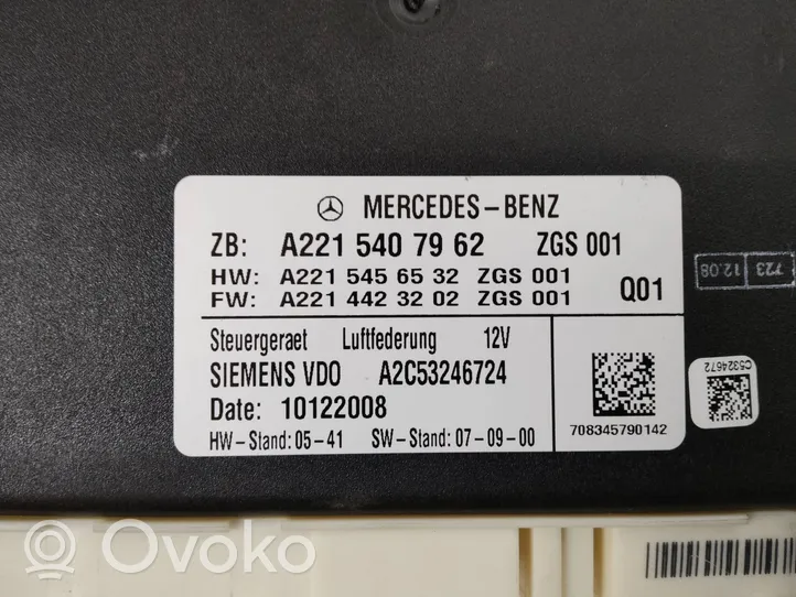 Mercedes-Benz S W221 Jousituksen ohjainlaite/moduuli A2215407962