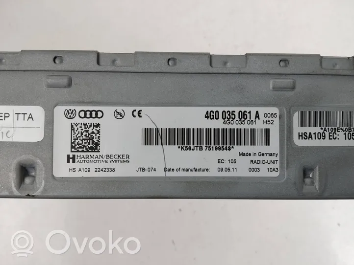 Volkswagen Touareg II Radio/CD/DVD/GPS-pääyksikkö 4G0035061A