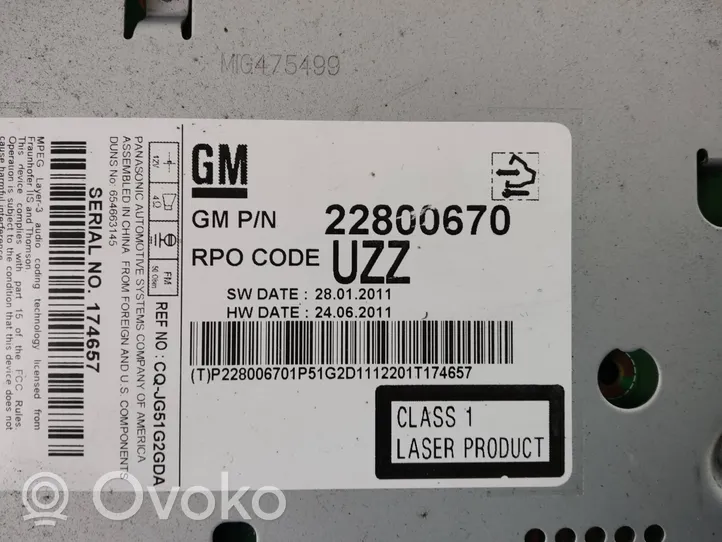 Chevrolet Orlando Unità principale autoradio/CD/DVD/GPS 22800670