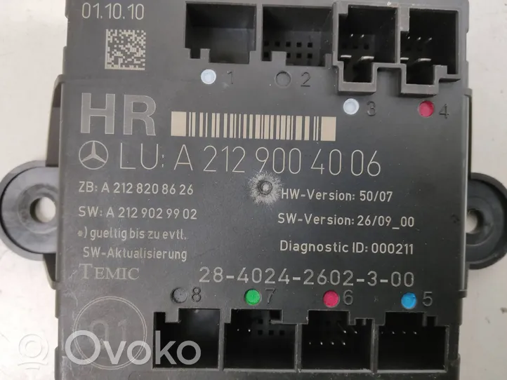 Mercedes-Benz C W204 Durų elektronikos valdymo blokas A2129004006