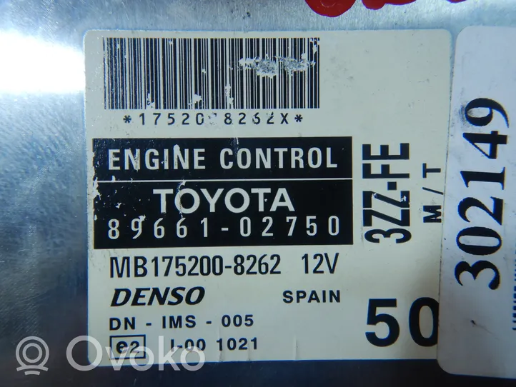 Toyota Corolla E120 E130 Unité de commande, module ECU de moteur 89661-02750