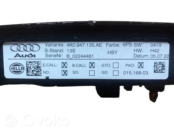 Audi A6 S6 C8 4K Garniture de console d'éclairage de ciel de toit 4K0947135AE