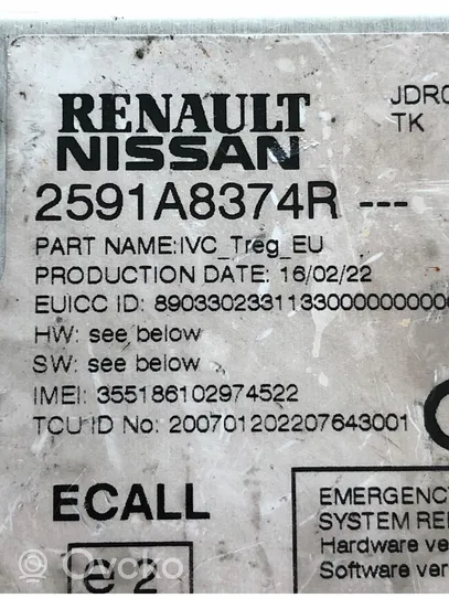 Renault Captur Moduł / Sterownik GPS 2591A9374R