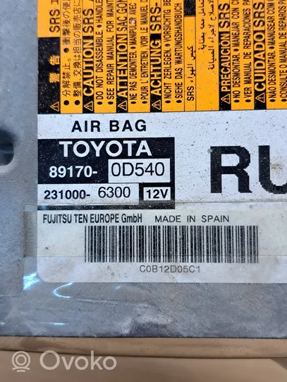 Toyota Yaris Sterownik / Moduł Airbag 891700D540