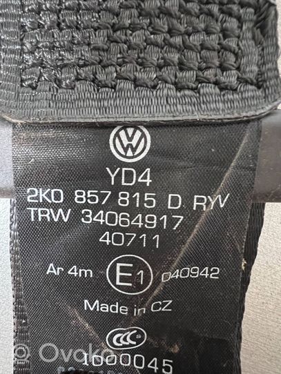 Volkswagen Caddy Pas bezpieczeństwa fotela tylnego 2K0857815D