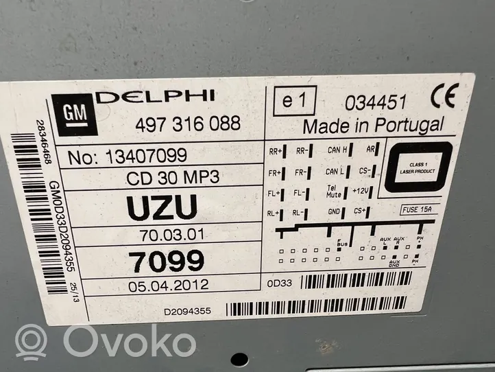 Opel Corsa D Panel / Radioodtwarzacz CD/DVD/GPS 13407099
