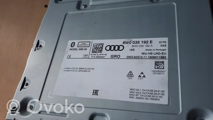 Audi A4 S4 B9 Unité principale radio / CD / DVD / GPS 8W0035192E
