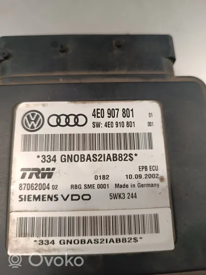 Audi A8 S8 D3 4E Module de commande de frein à main 4E0907801