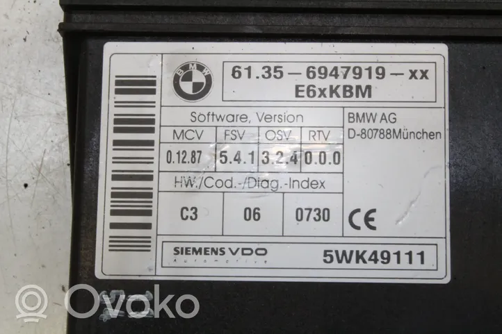 BMW 6 E63 E64 Module de contrôle carrosserie centrale 6947919