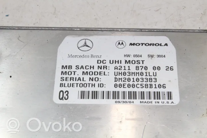 Mercedes-Benz SL R230 Bluetoothin ohjainlaite/moduuli A2118700026