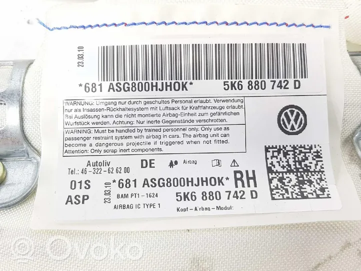 Volkswagen Golf VI Kurtyna airbag 5K6880742D