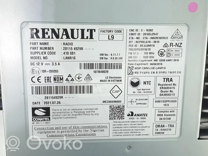 Renault Koleos II Unité principale radio / CD / DVD / GPS 281154929R
