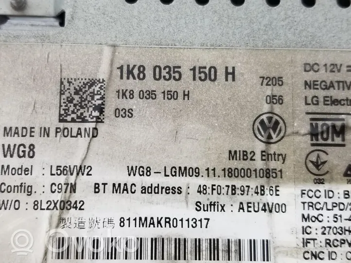 Volkswagen Caddy Radio/CD/DVD/GPS-pääyksikkö 1K8035150H