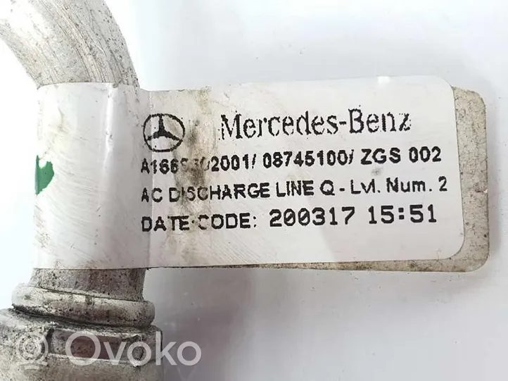 Mercedes-Benz ML AMG W166 Tubo flessibile di aspirazione del compressore ad aria dello pneumatico A1668302001