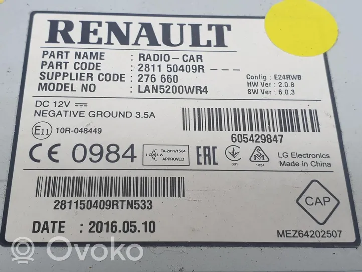 Renault Trafic III (X82) Monitor / wyświetlacz / ekran 281150409R
