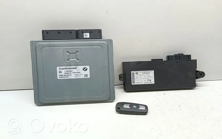 BMW 3 E90 E91 Komputer / Sterownik ECU i komplet kluczy 7599881