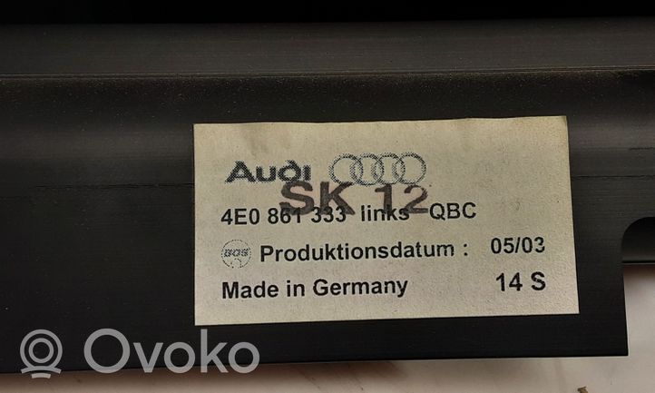 Audi A8 S8 D3 4E Takaoven ikkunan häikäisysuoja/verho 4E0861333