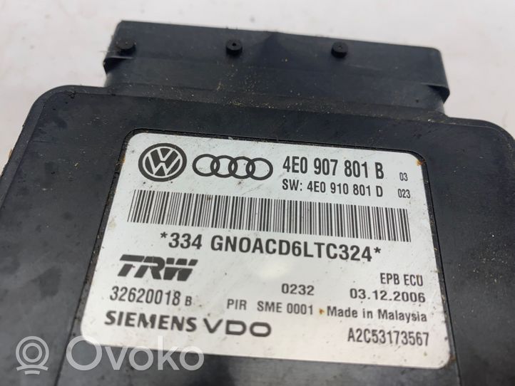 Audi A8 S8 D3 4E Käsijarrun ohjainlaite 4E0907801B