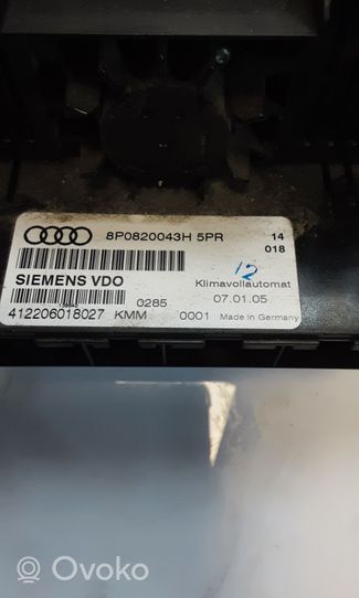 Audi A3 S3 A3 Sportback 8P Gaisa kondicioniera / klimata kontroles / salona apsildes vadības bloks (salonā) 8P0820043H