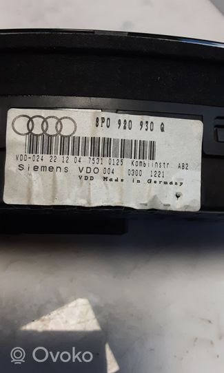 Audi A3 S3 A3 Sportback 8P Compteur de vitesse tableau de bord 8P0920930Q