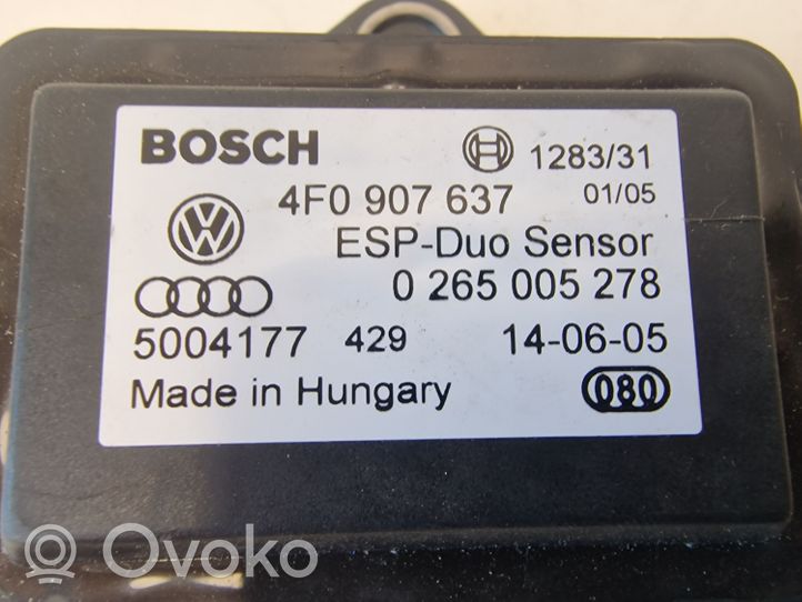 Audi A6 S6 C6 4F Vakaajan pitkittäiskiihtyvyystunnistin (ESP) 4F0907637