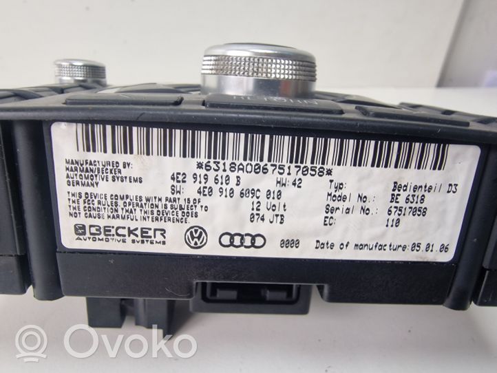 Audi A8 S8 D3 4E Controllo multimediale autoradio 4E2919610B