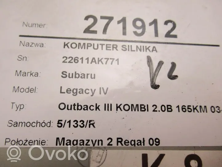 Subaru Legacy Moottorin ohjainlaite/moduuli (käytetyt) 