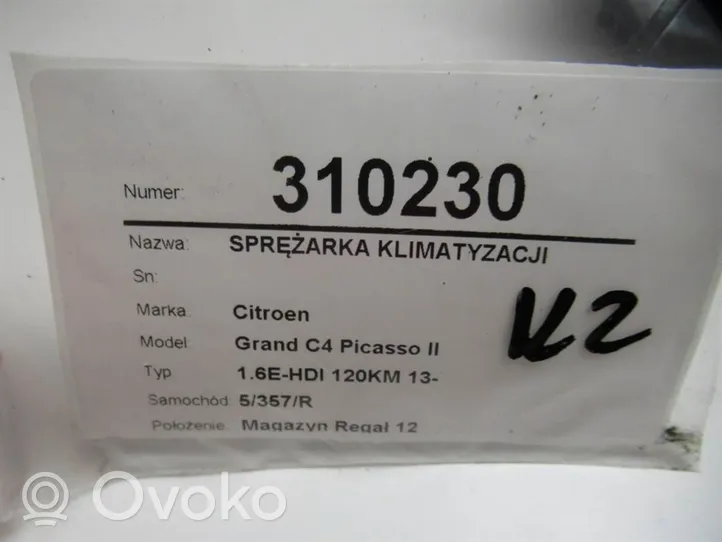 Citroen C4 Grand Picasso Air conditioning (A/C) compressor (pump) 9675655880