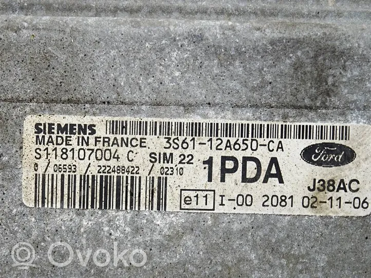 Ford Fiesta Komputer / Sterownik ECU silnika 3S61-12A650-CA