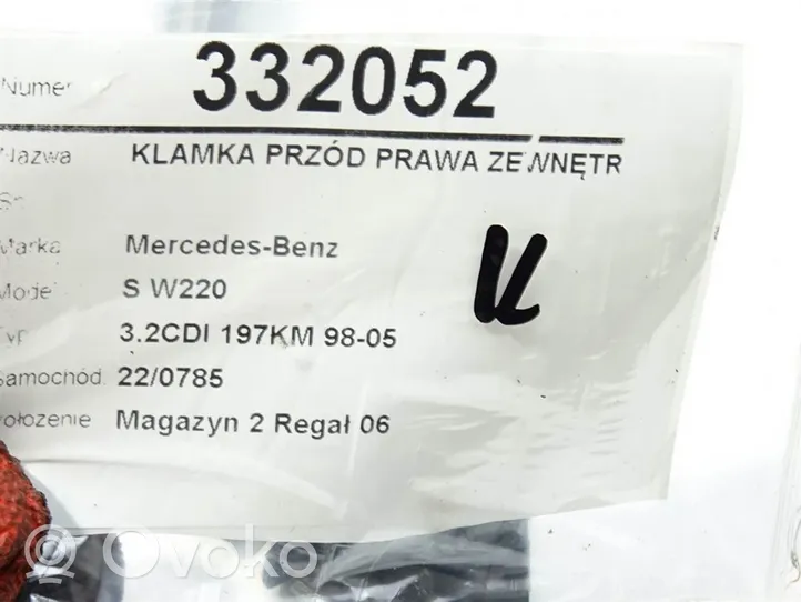 Mercedes-Benz S W220 Klamka zewnętrzna drzwi przednich 