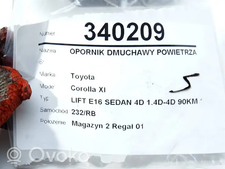 Toyota Corolla E160 E170 Rezystor / Opornik dmuchawy nawiewu 