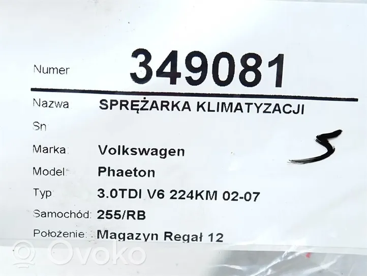 Volkswagen Phaeton Ilmastointilaitteen kompressorin pumppu (A/C) 3D0820805C