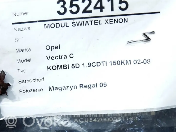 Opel Vectra C Sterownik / moduł świateł Xenon 13199490