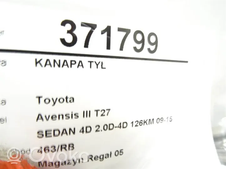 Toyota Avensis T270 Sièges de deuxième rang 