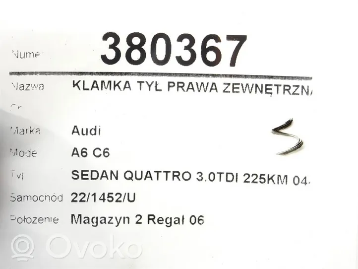 Audi A6 S6 C6 4F Takaoven ulkokahva 