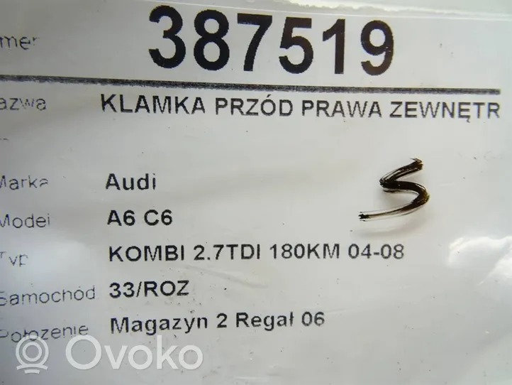 Audi A6 Allroad C6 Klamka zewnętrzna drzwi przednich 4F0837886