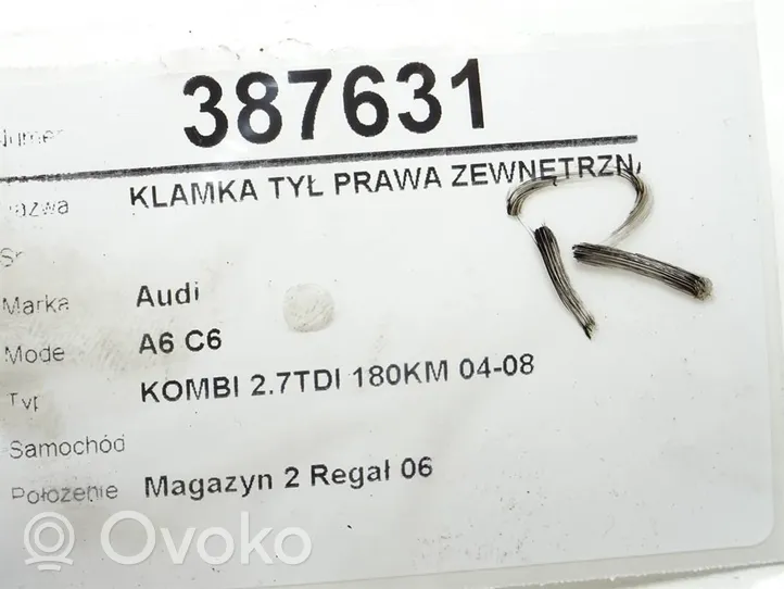 Audi A6 Allroad C6 Klamka zewnętrzna drzwi tylnych 4F0837886