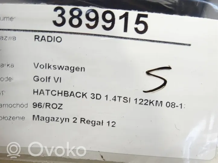 Volkswagen Golf VI Unità principale autoradio/CD/DVD/GPS 