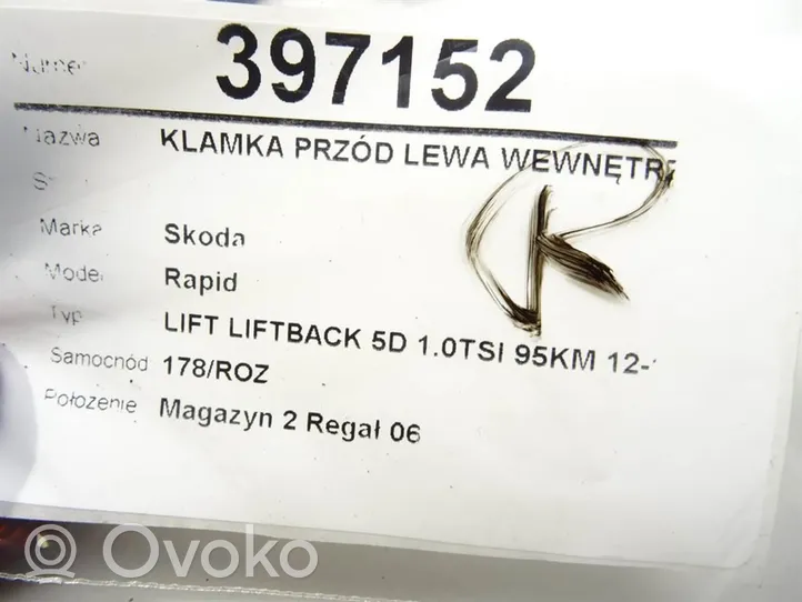 Skoda Rapid (NH) Poignée inférieure de porte avant 5JB837221