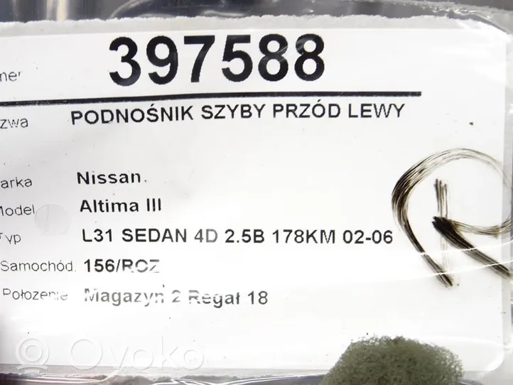 Nissan Altima Priekinio el. lango pakėlimo mechanizmo komplektas 807308J015