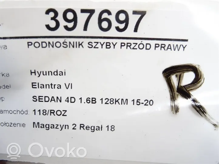 Hyundai Elantra VI Elektryczny podnośnik szyby drzwi przednich 82460-F2000