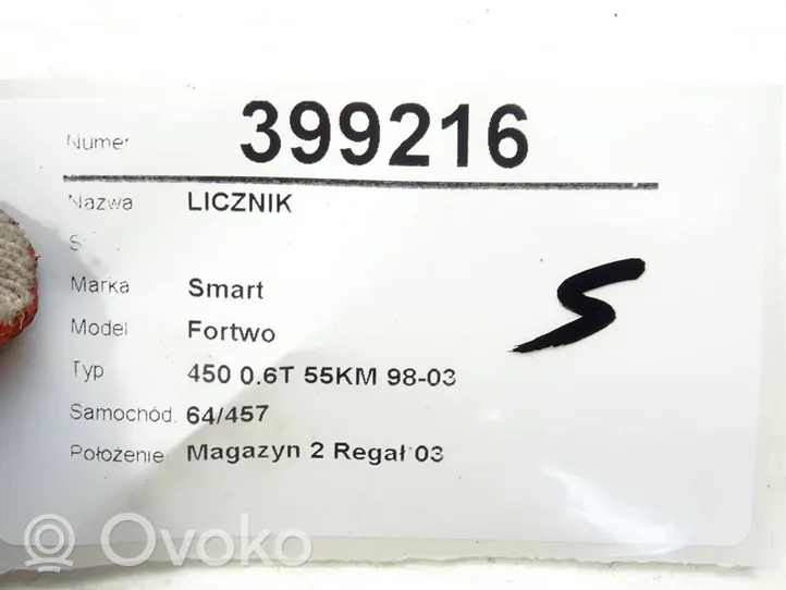 Smart ForTwo I Licznik / Prędkościomierz 0001184V021