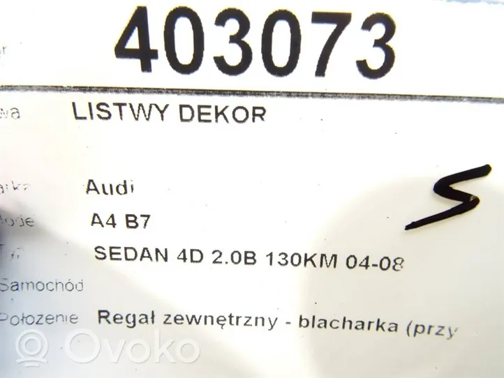 Audi A4 S4 B7 8E 8H Moldura del panel 8E1853189