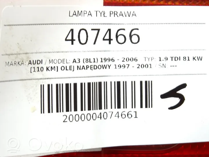 Audi A3 S3 8L Lampa tylna 