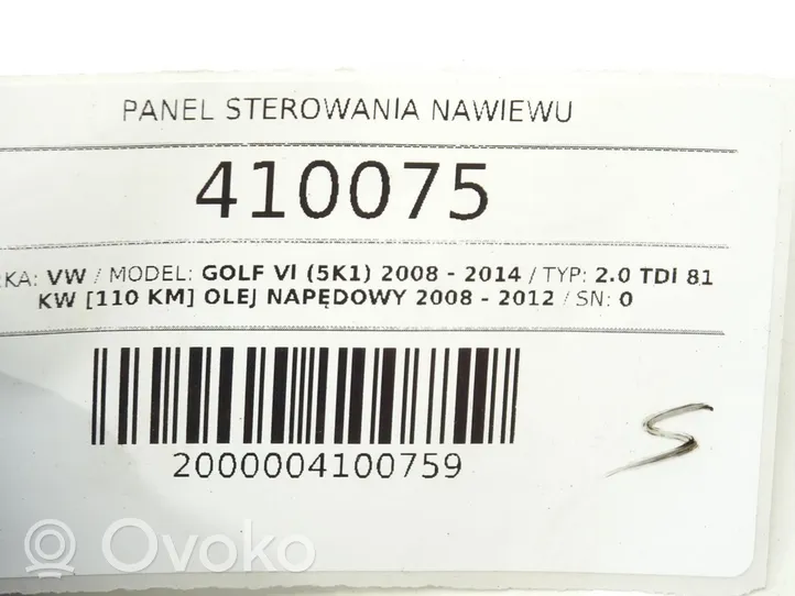 Volkswagen Golf VI Sisätuulettimen ohjauskytkin 5K0907044BC